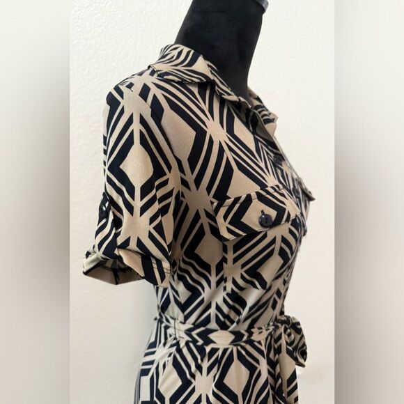 EnFocus Studio Geometric Black/Cream Dress, Work, Office Attire, Size 8 - Picture 3 of 9